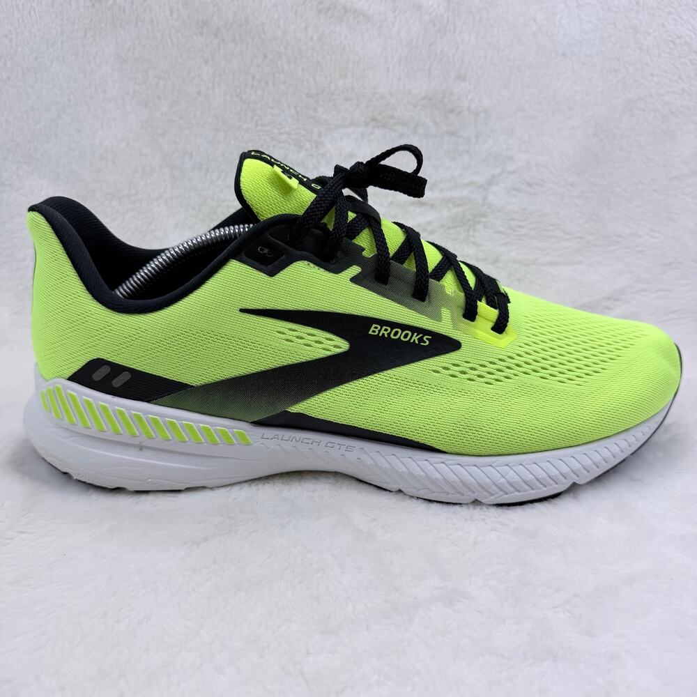 Brooks Launch GTS 8 Mens Running Shoes Neon Yellow Black Size 12 Wide Athletic
